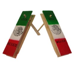 Matraca de madera grande tricolor