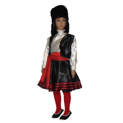 rusa, falda negra, chaleco negro