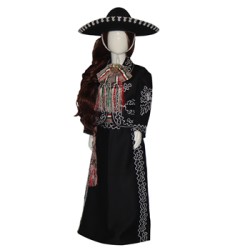 Traje de charra con bordado blanco