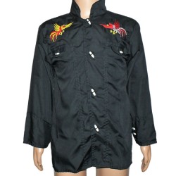 CAMISA PACHUQUEÑA NEGRA CON GALLOS